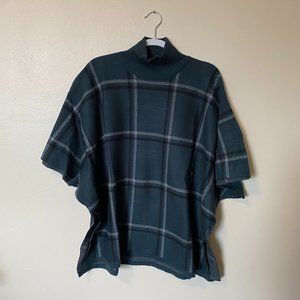 Max Studio Plaid Poncho Sweater